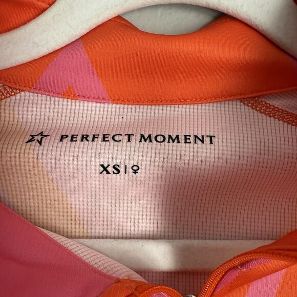 Perfect Moment Long Sleeve Thermal Top Half Zip Pink and Orange Chevron Print XS - Picture 8 of 11